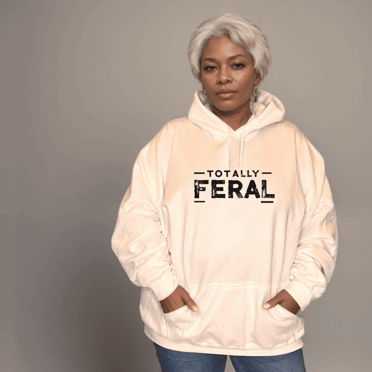Premium Cotton Hoodie with “Totally Feral” Logo - FullFab