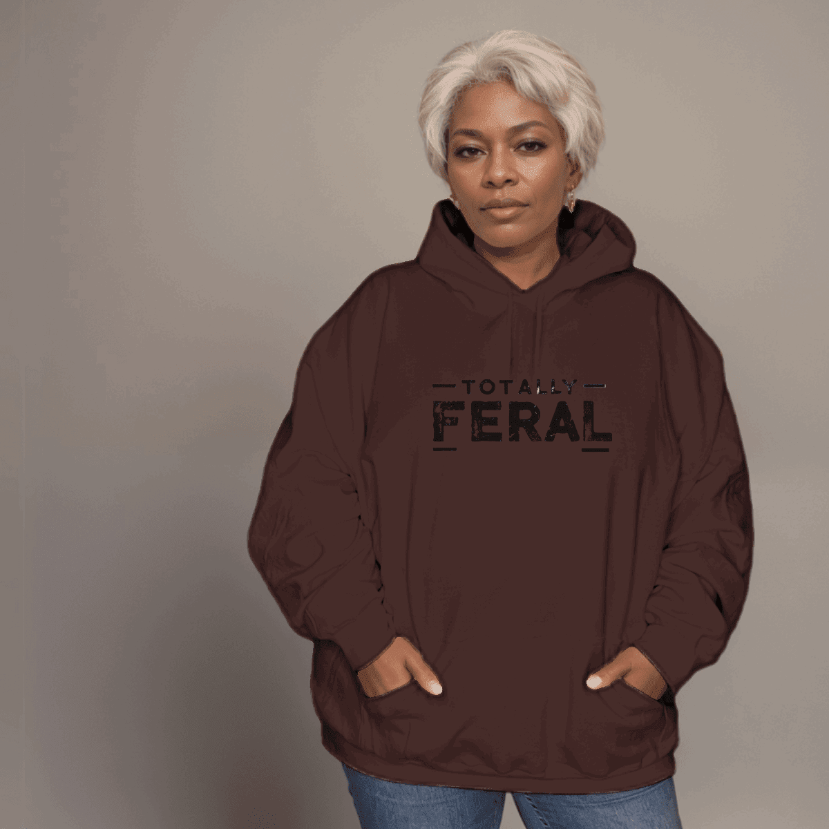 Premium Cotton Hoodie with “Totally Feral” Logo - FullFab