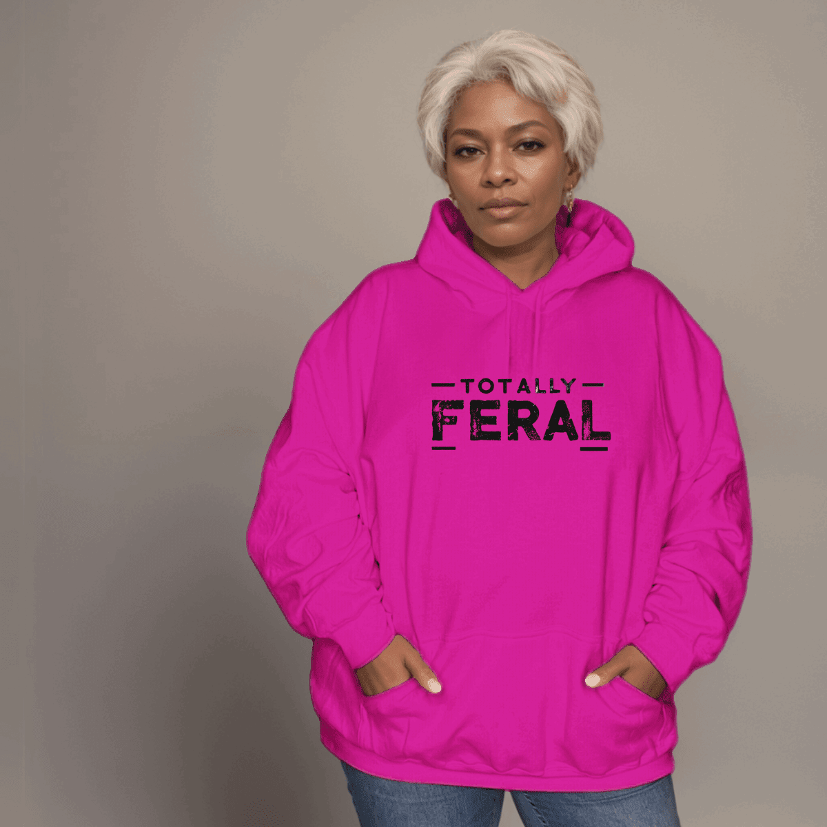 Premium Cotton Hoodie with “Totally Feral” Logo - FullFab