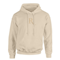 R Hoodie in beige color featuring a stylish logo on the front.