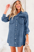 Raw Hem Oversized Denim Shirt Dress Women UK - FullFab