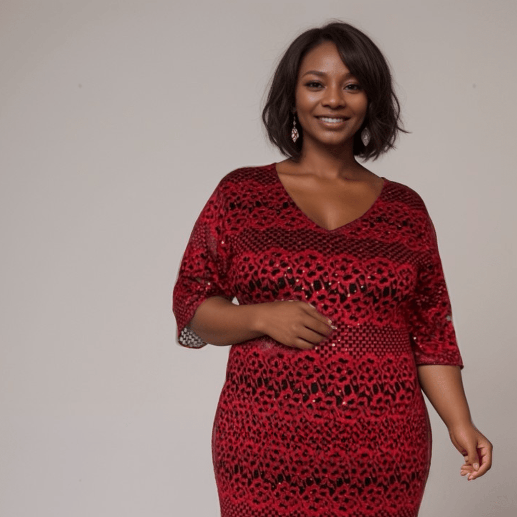 SPARKLY V NECK FITTED DRESS WITH BELL SLEEVES - FullFab