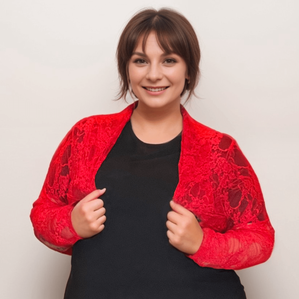 LONG SLEEVE PRETTY LACE CROP BOLERO SHRUG - FullFab