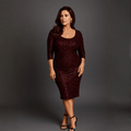 Sparkly 3/4 Sleeve Midi Dress - FullFab