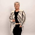 ROCKTHOSECURVES BLACK WHITE STRIPED WATERFALL JACKET WITH FEATURE ZIP SHOULDERS - FullFab