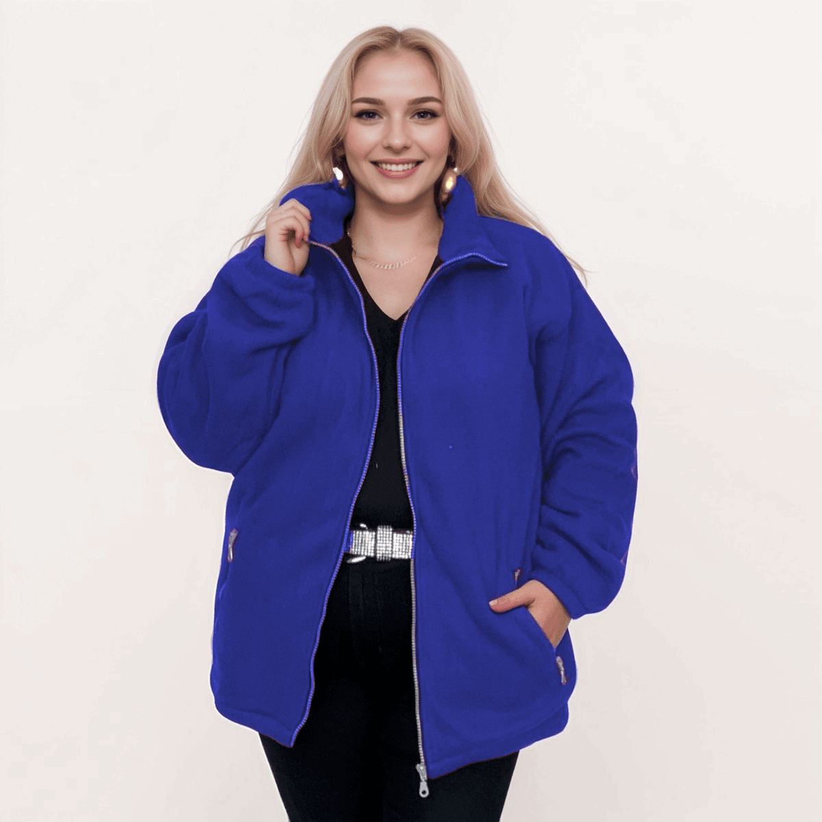 ROCKTHOSECURVES ZIP UP LONG SLEEVE THICK POLAR FLEECE JACKET - FullFab