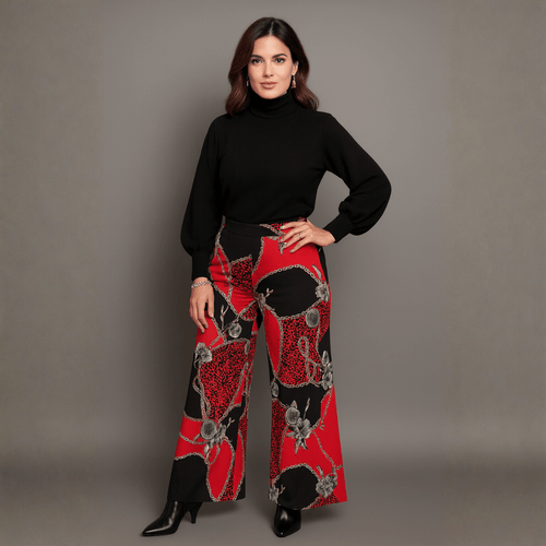 Chain Print Wide Leg Palazzo Pants - FullFab