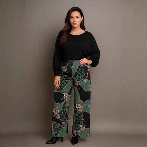 Chain Print Wide Leg Palazzo Pants - FullFab