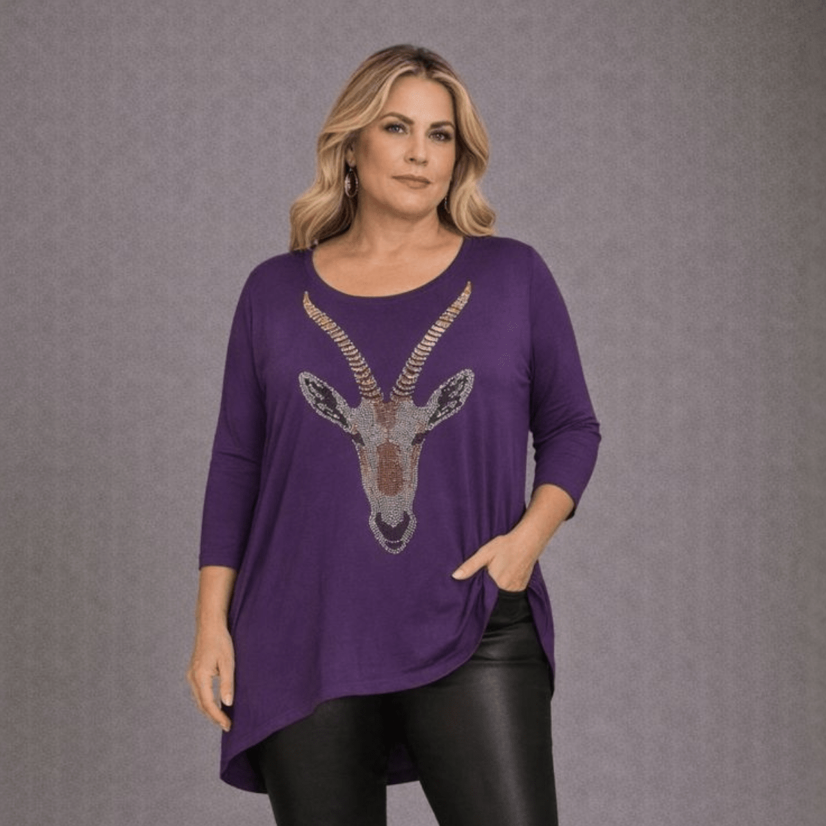 Dipped Hem Diamanté Gazelle Top
