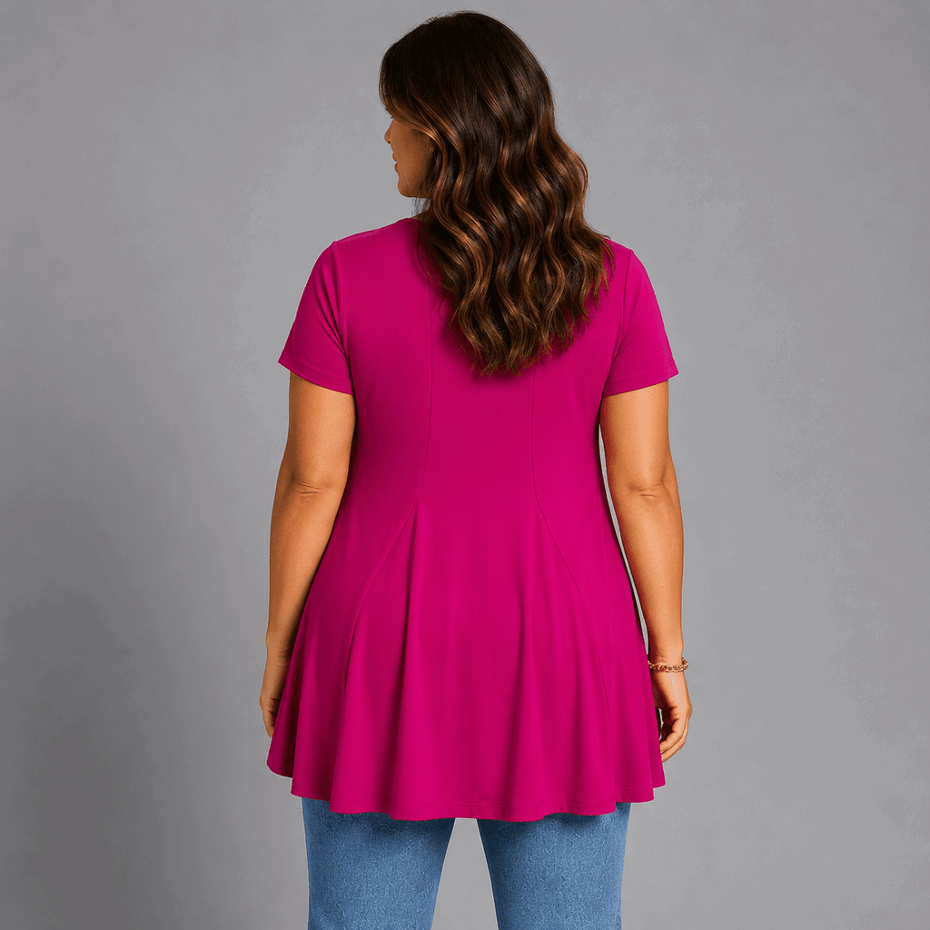 Short Sleeve Godet Panel Swing Top - FullFab