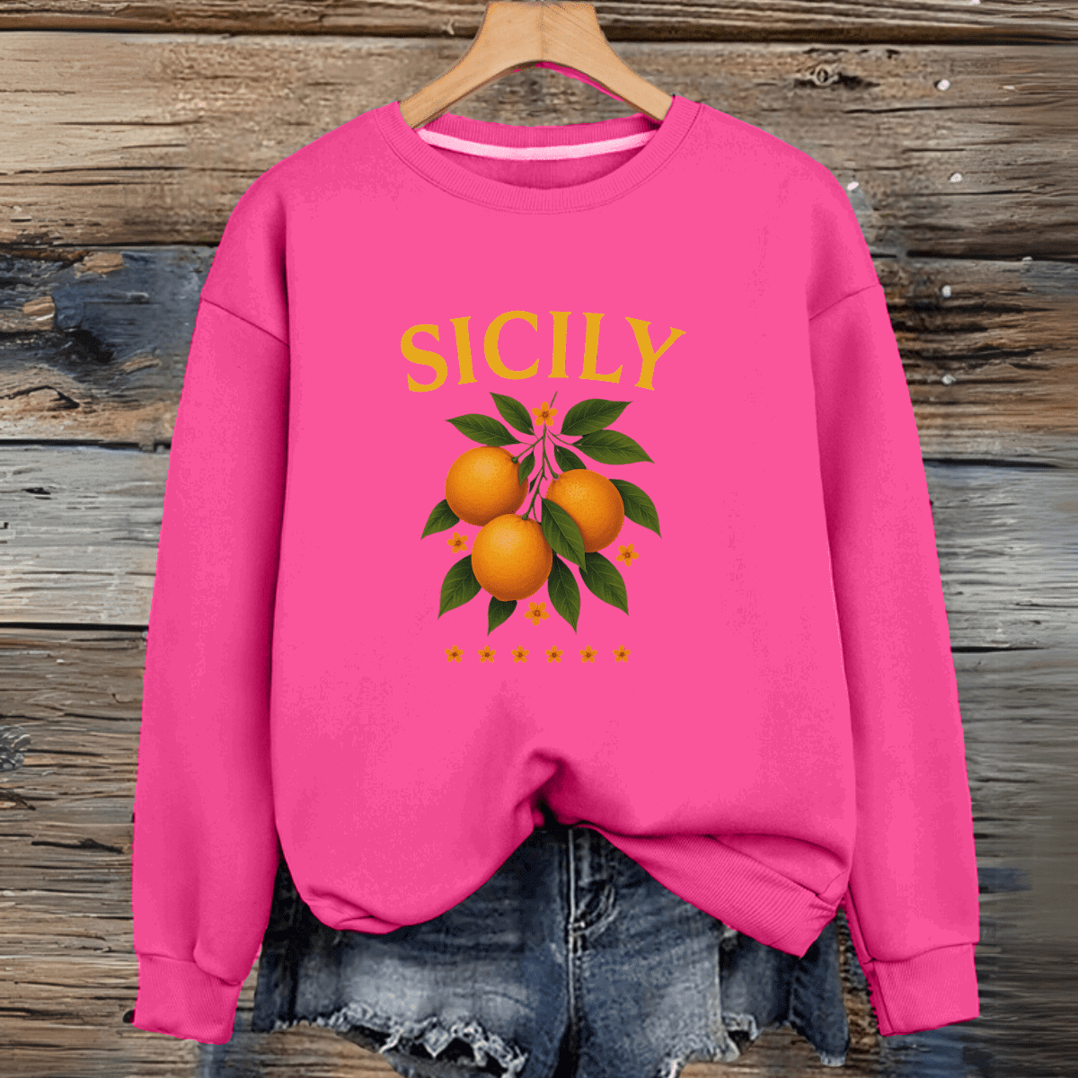 Sicily Premium Cotton Sweatshirt Oranges - FullFab