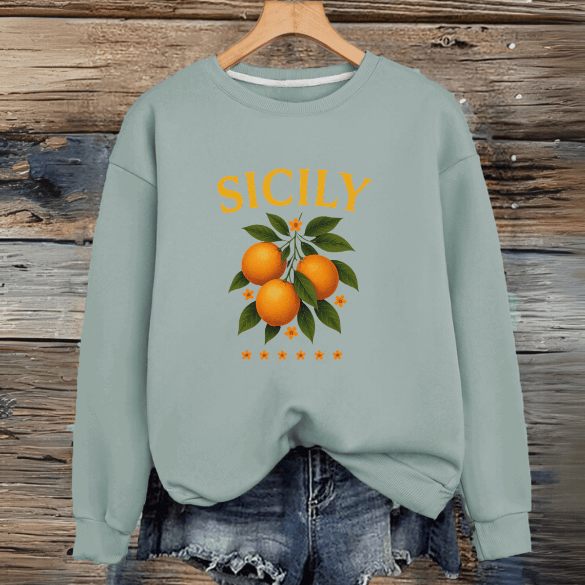 Sicily Premium Cotton Sweatshirt Oranges - FullFab
