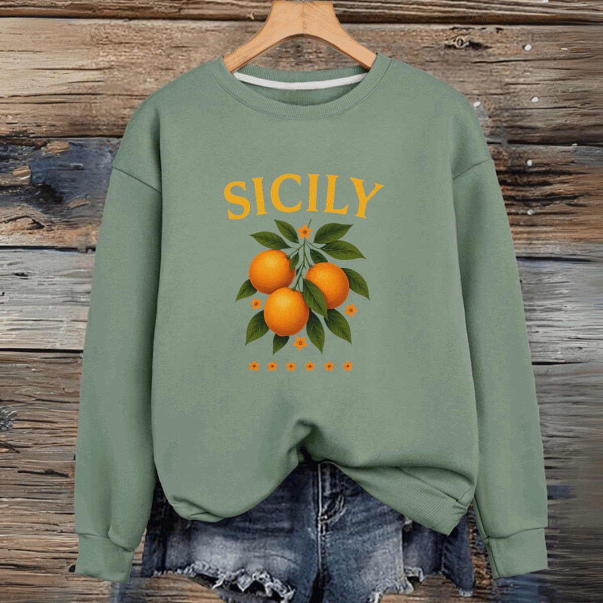 Sicily Premium Cotton Sweatshirt Oranges - FullFab