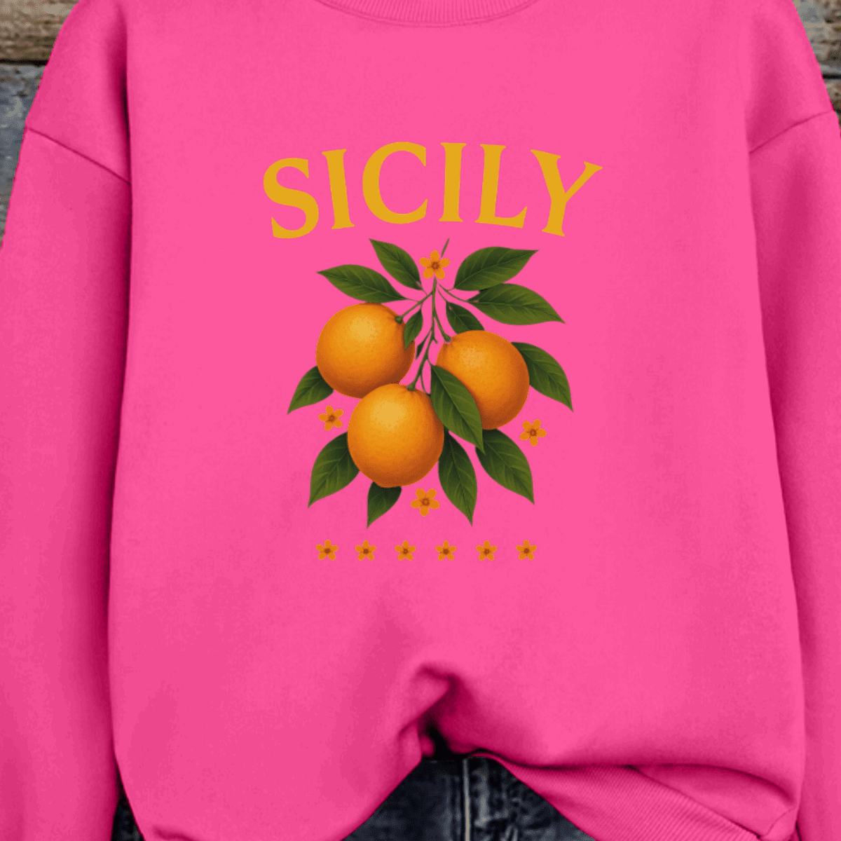 Sicily Premium Cotton Sweatshirt Oranges - FullFab