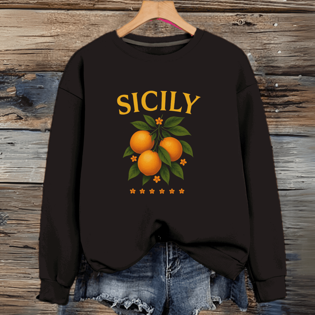 Sicily Premium Cotton Sweatshirt Oranges - FullFab