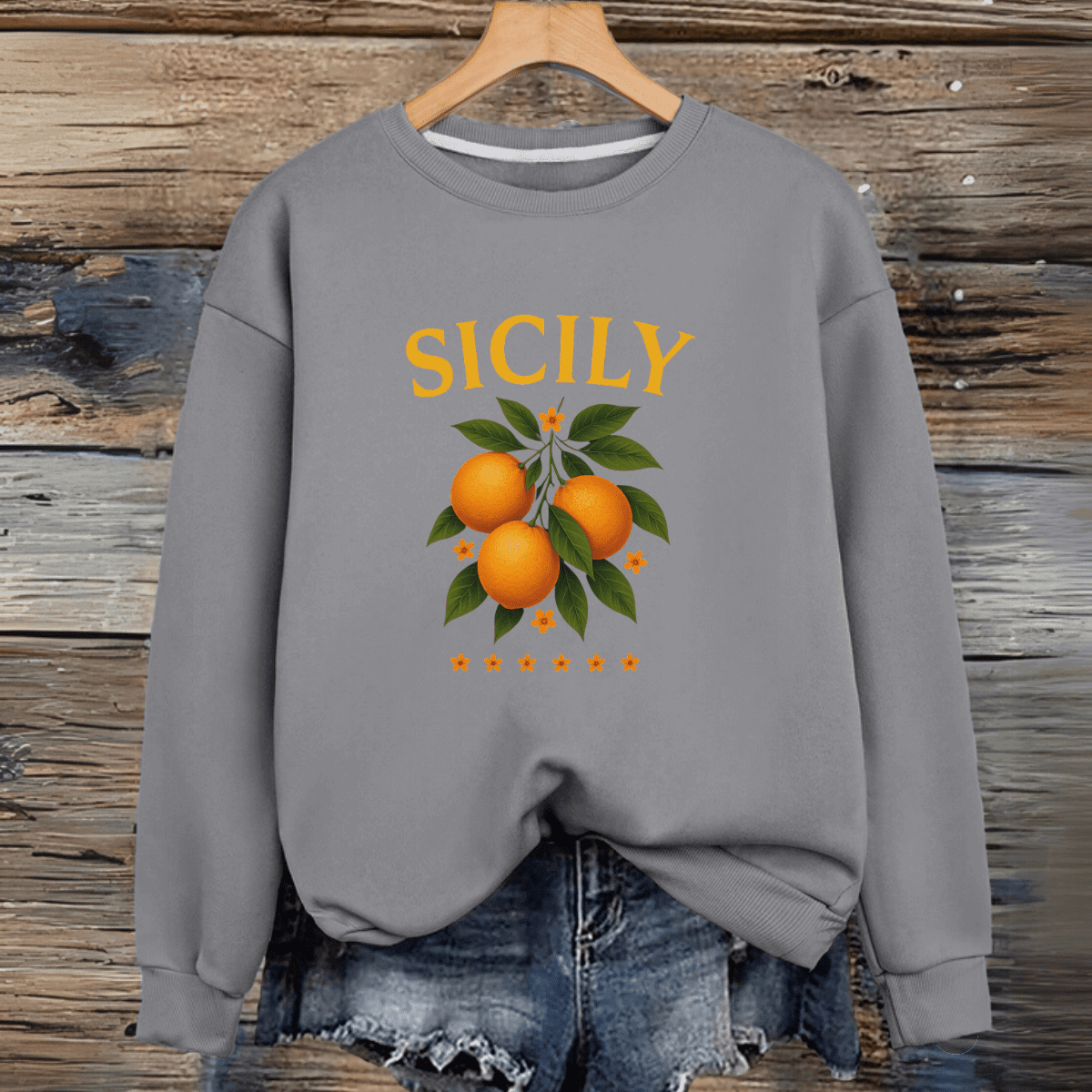 Sicily Premium Cotton Sweatshirt Oranges - FullFab