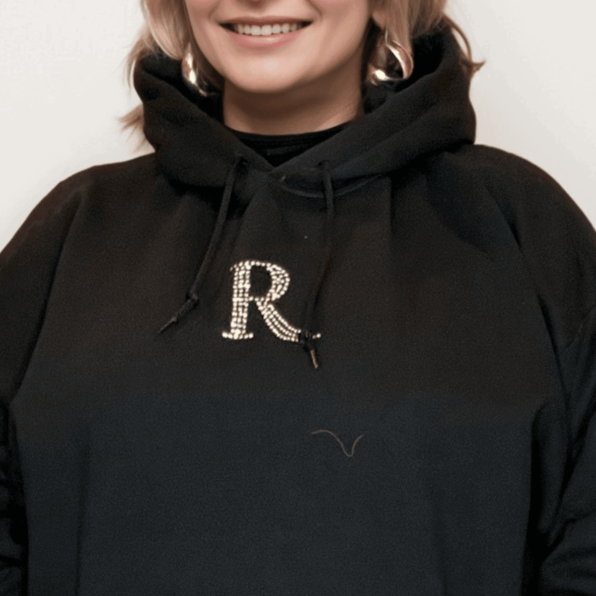 Signature Silver Diamante “R” Cotton Hoodie - FullFab