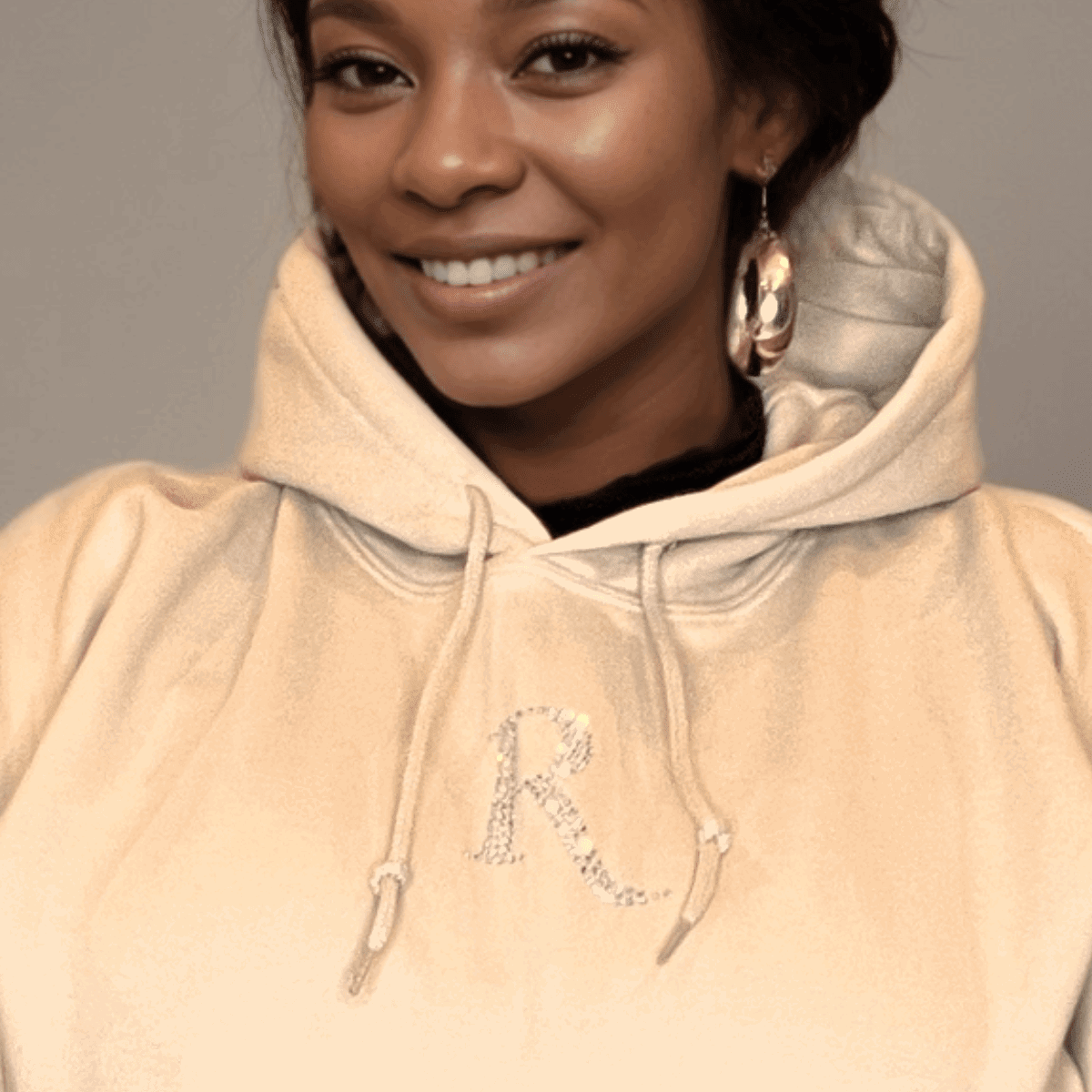 Signature Silver Diamante “R” Cotton Hoodie - FullFab