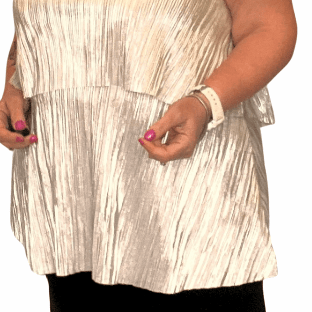SILVER METALLIC STRAPPY LAYERED CAMI TOP - FullFab