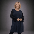 Sparkly Swing Dress with Chiffon Frilled Sleeves - FullFab