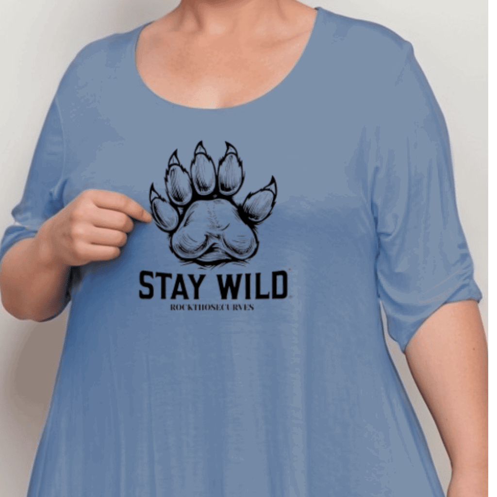 STAY WILD BUTTON SLEEVE SWING TOP - FullFab