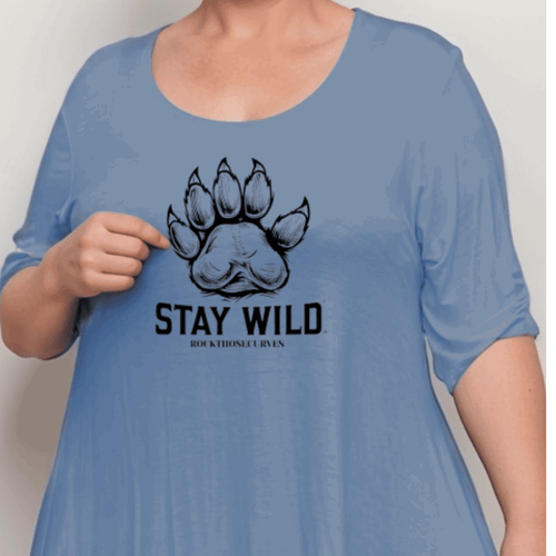 STAY WILD BUTTON SLEEVE SWING TOP - FullFab