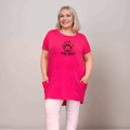 STAY WILD LONG DIPPED HEM T-SHIRT WITH POCKETS - FullFab