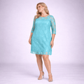 Fine Lace 3/4 Sleeve Swing Dress with Sweetheart Neckline - FullFab