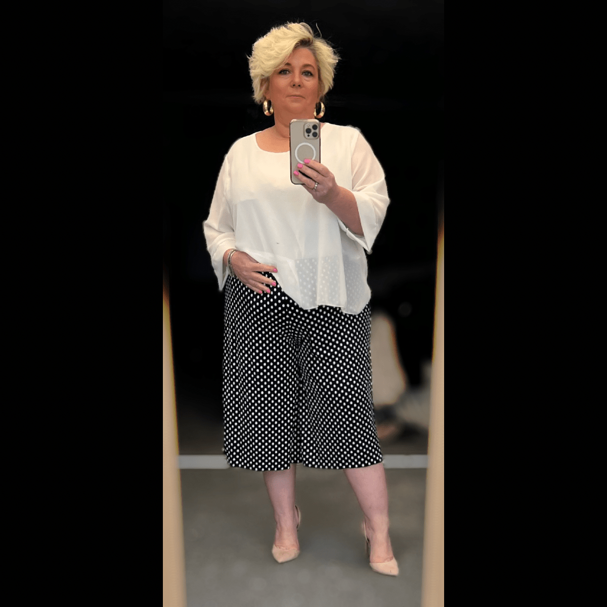 Polka Dot Elastic Waist Culottes - PLUS SIZE - FullFab